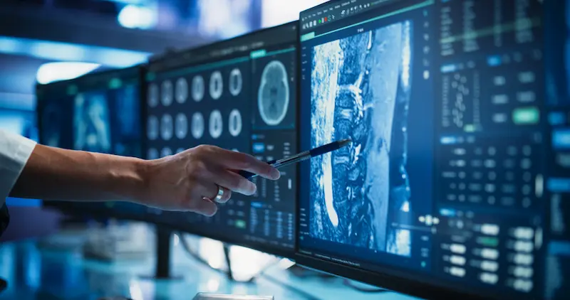 Doctor examines the MRI results