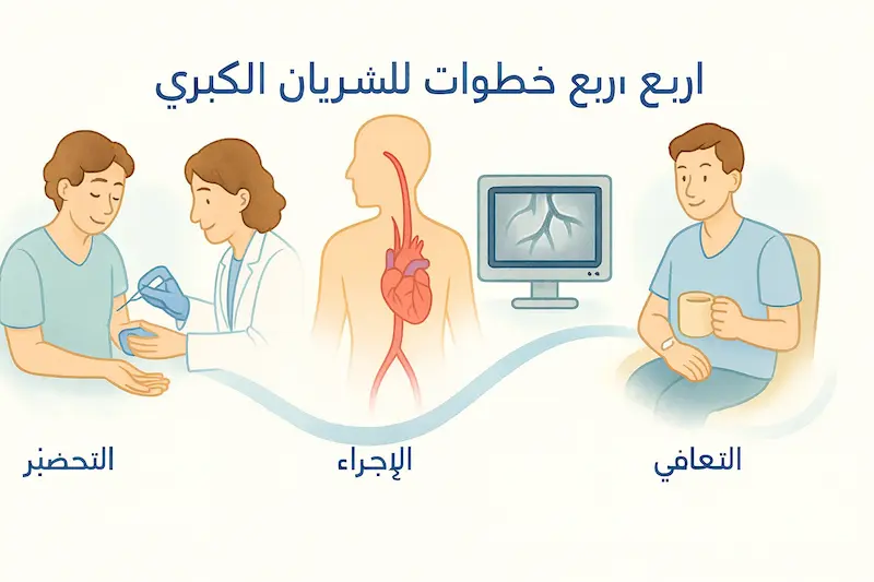 الخطوات الأربع لتصوير الأوعية الدموية الشعاعية